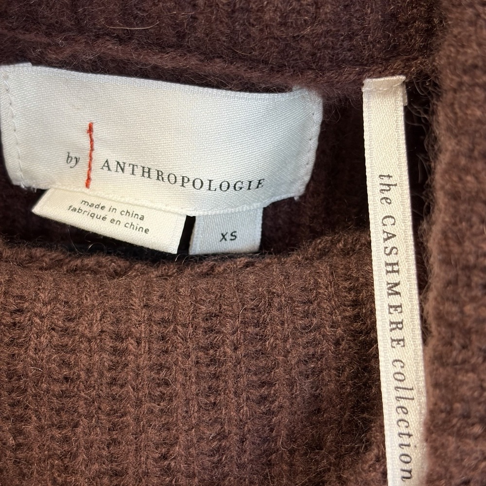 NWT Anthropologie Womens XS Cape Sweater 100% Cashmere Chocolate Brown Cowl Neck - Picture 7 of 12